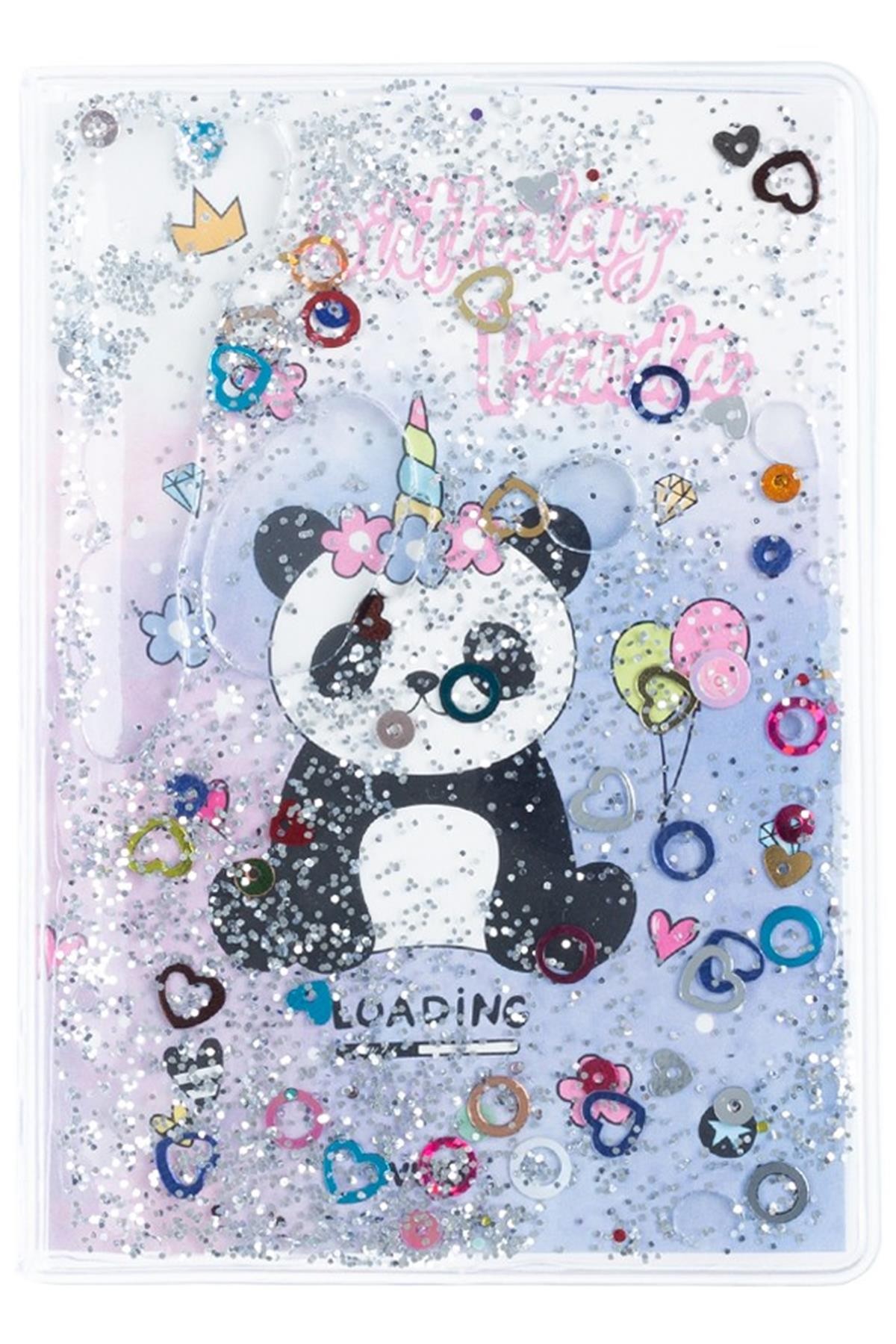 Panda Temalı Sulu Kapaklı Işıltılı Mini Defter