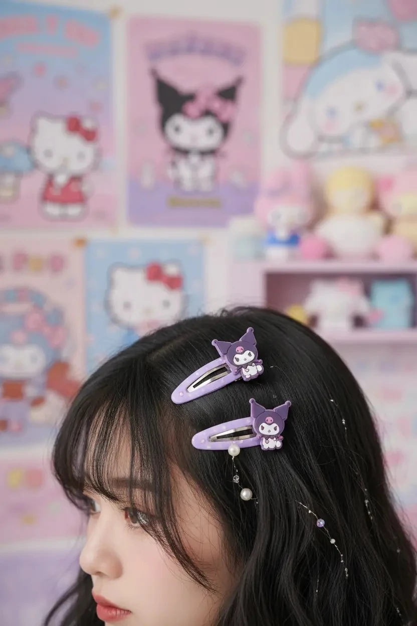Sanrio Lisanslı Hello Kitty Ve Arkadaşları Sweet Factory Serisi 2'Li Saç Tokası Seti