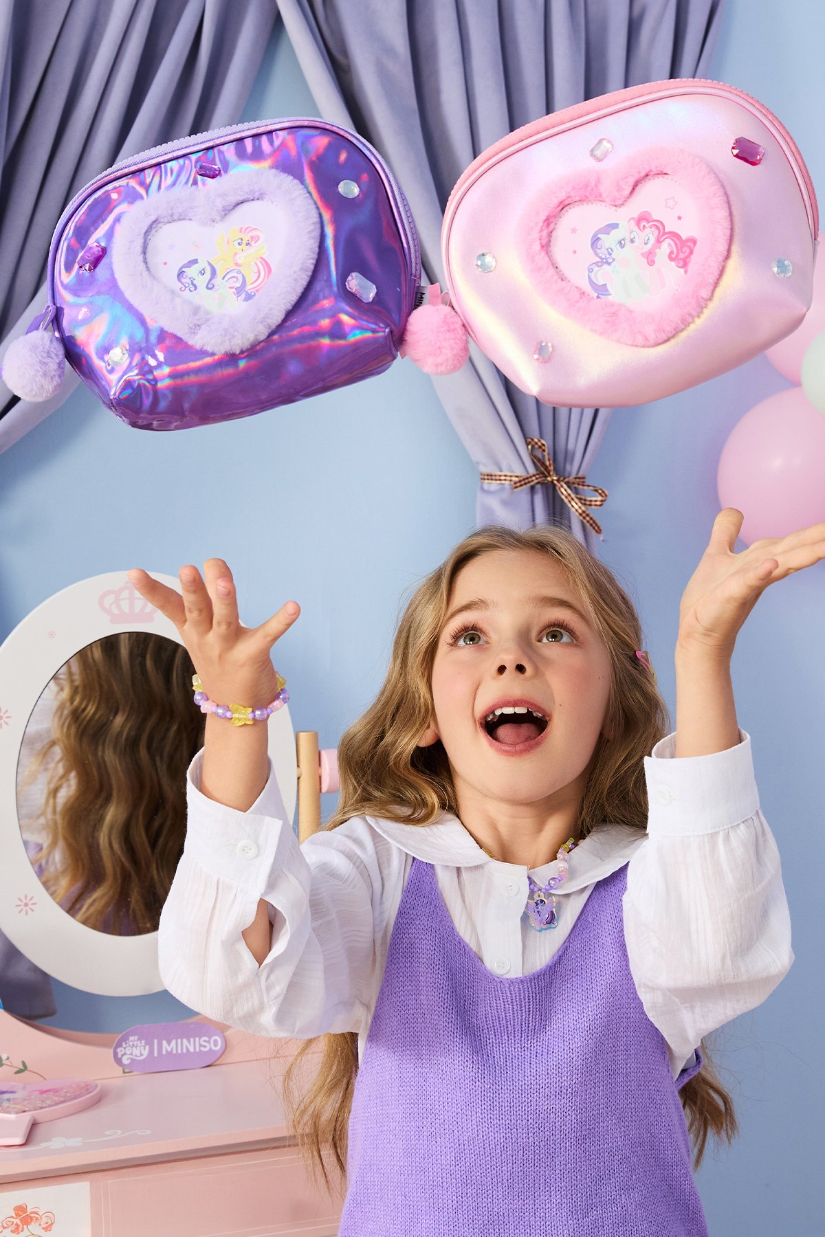 My Little Pony Lisanslı Kalp Şekilli Kozmetik Çantası - Pembe