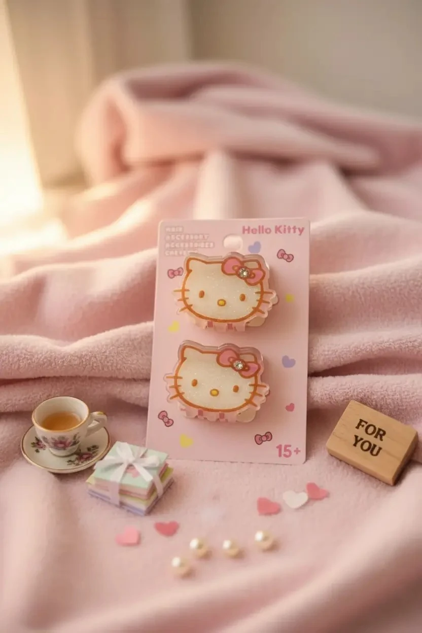 Sanrio Lisanslı Hello Kitty Mini Saç Mandalları Şık Ve Pratik Toka Seti