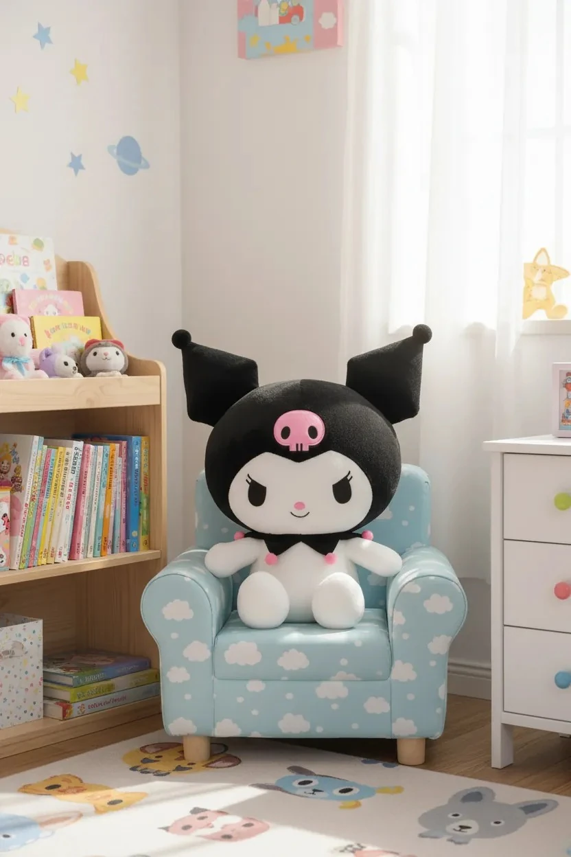 Sanrio Lisanslı Oturan Peluş Oyuncak (53 cm)-Kuromi