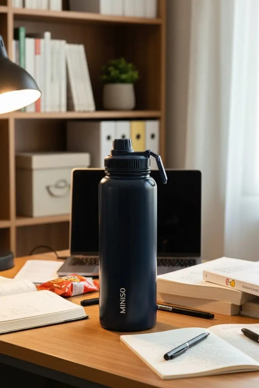 Klasik Tasarım Tutacaklı Suluk Sızdırmaz Kapaklı Çelik Su Kabı (1400Ml) - Mavi