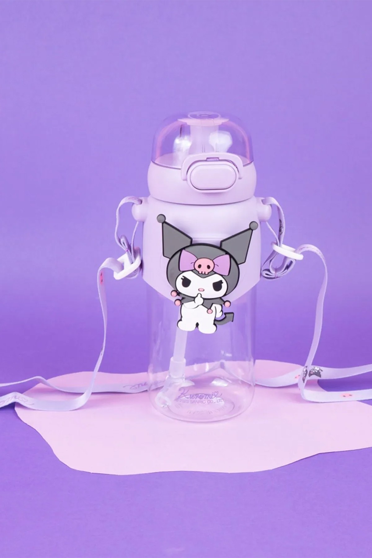 Sanrio Lisanslı Pipetli Kapaklı Suluk (600ml) - Kuromi