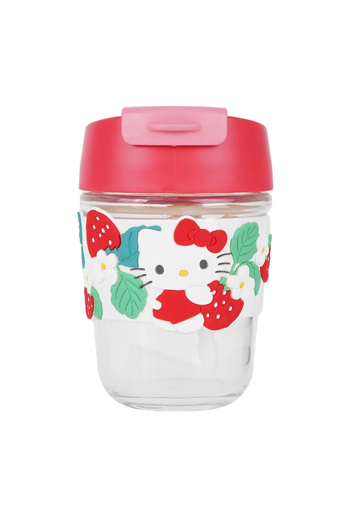 Sanrio Lisanslı Pipetli Mini Cam Şişe (350ml) - Hello Kitty