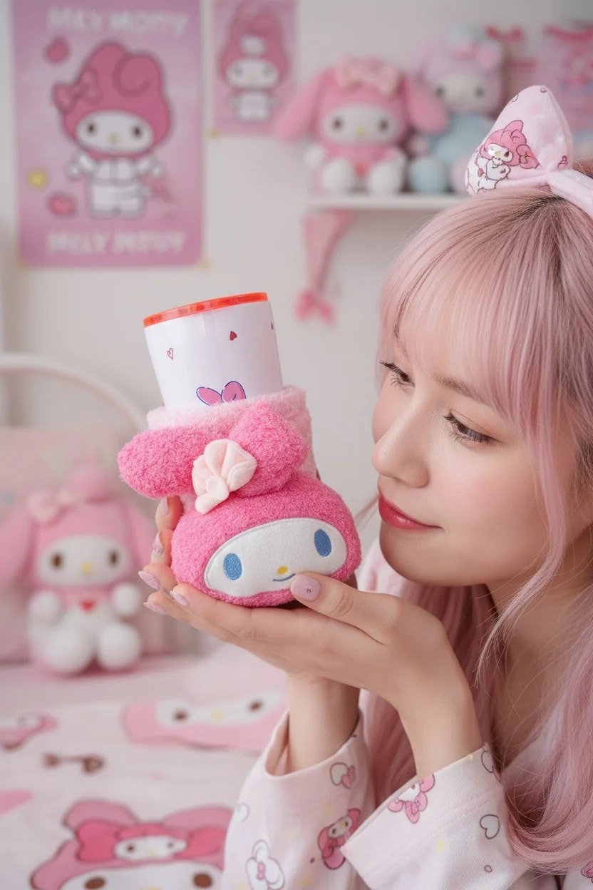 Sanrio Lisanslı  My Melody Paslanmaz Çelik Bardak (Dekoratif Kılıflı) 550 mL