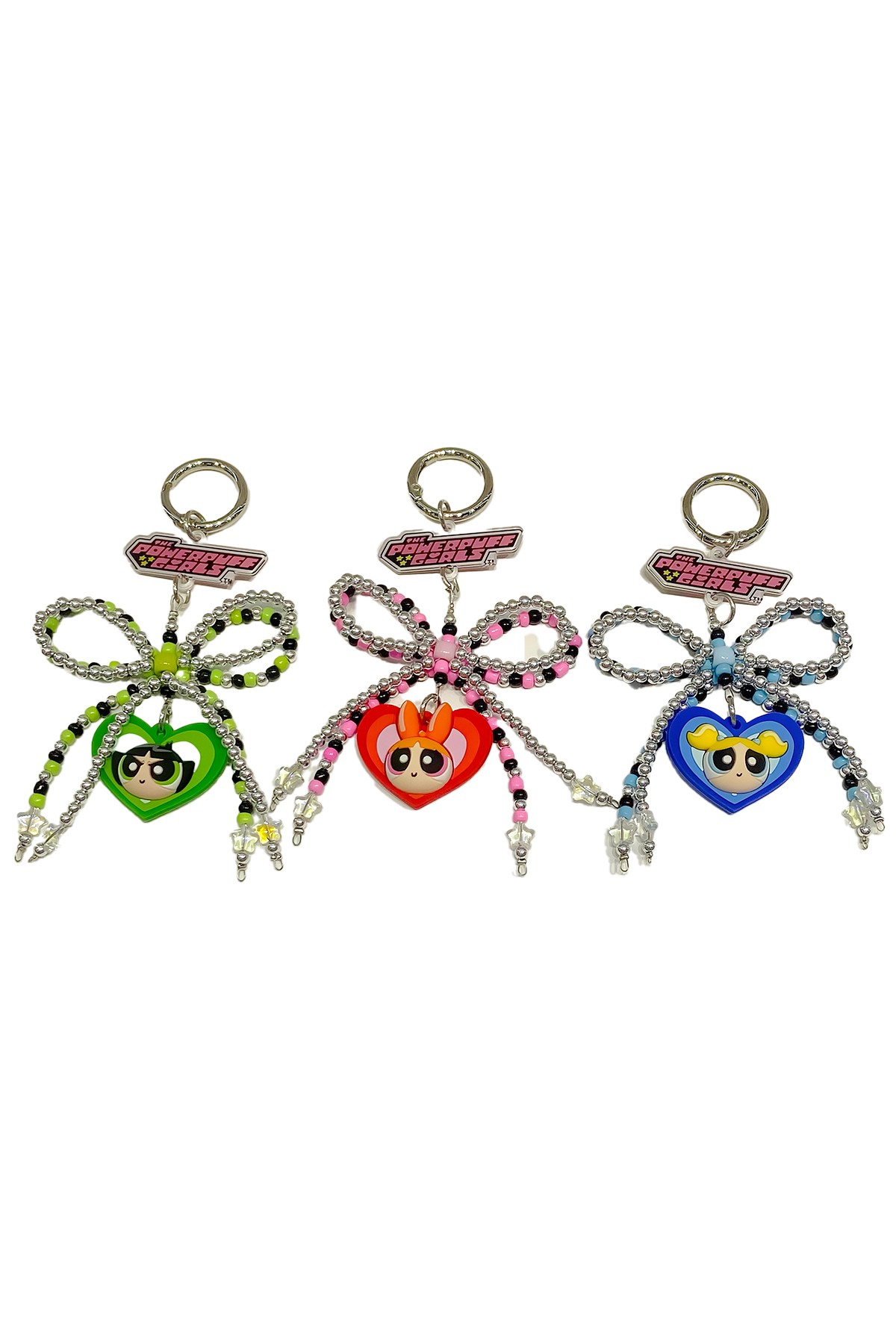 Powerpuff Girls Lisanslı Boncuklu Fiyonk Figürlü Anahtarlık