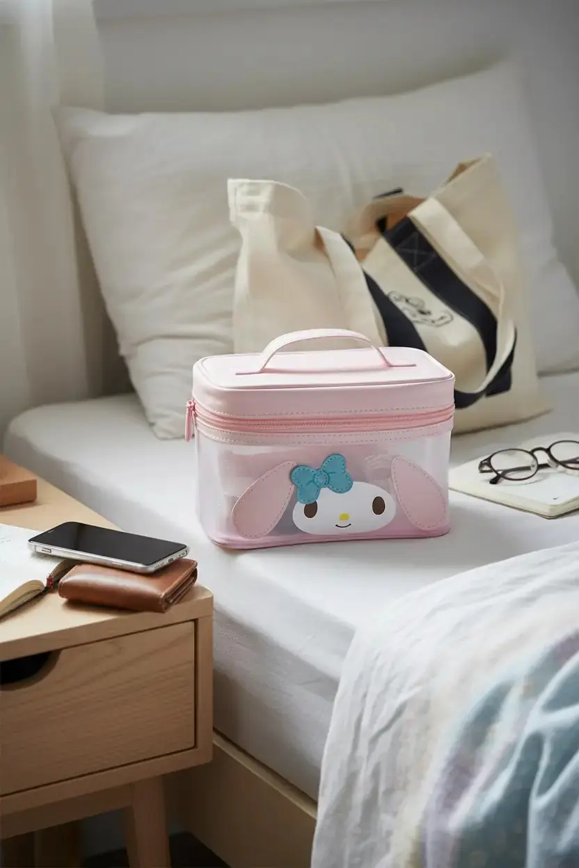 Sanrio Lisanslı My Melody File Kare Namlu Makyaj Çantası