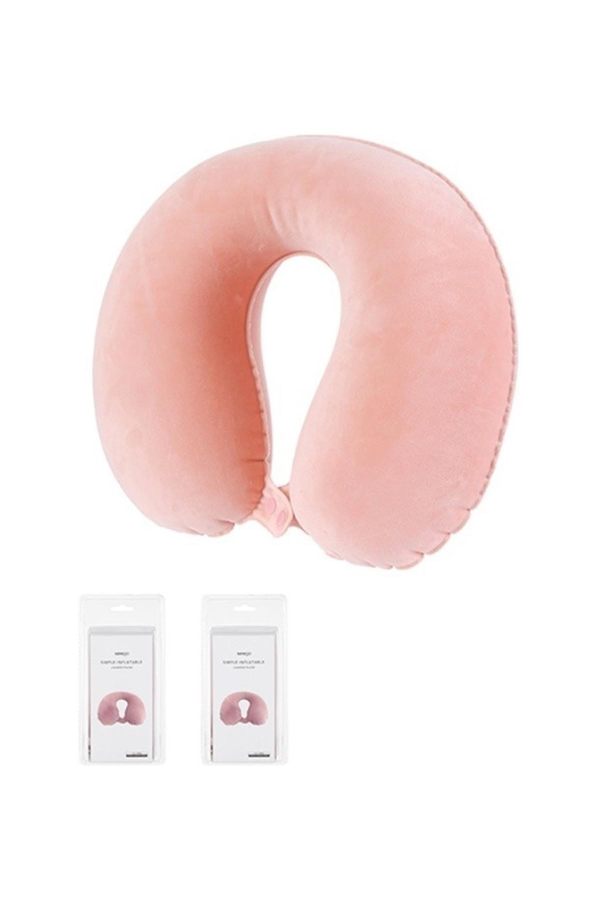 Şişirilebilir Boyun Yastığı,Seyahat Yastığı Pembe