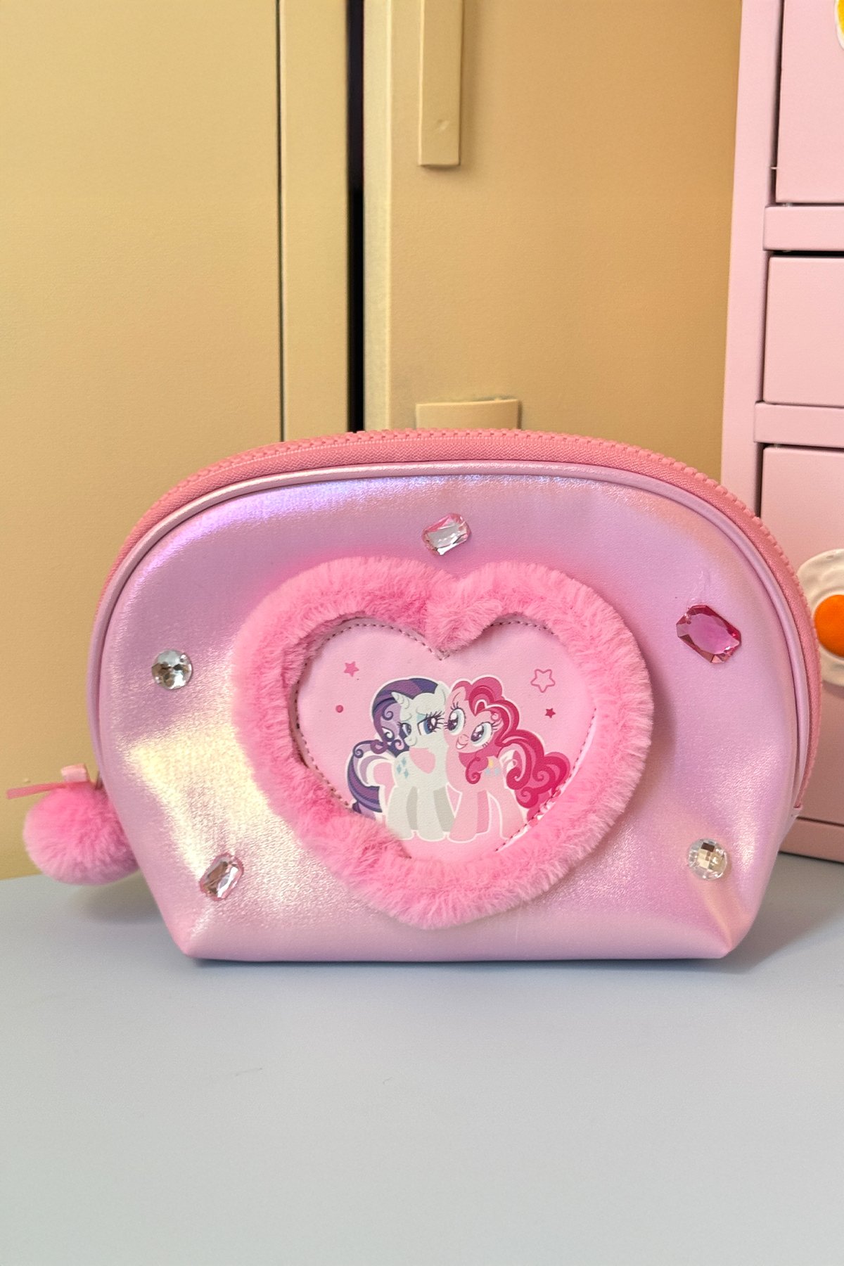 My Little Pony Lisanslı Kalp Şekilli Kozmetik Çantası - Pembe