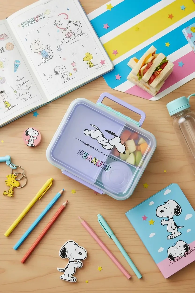 Snoopy Lisanslı Renkli Tutacaklı Yemek Kabı 1650 Ml – Bölmeli 22,5 Cm