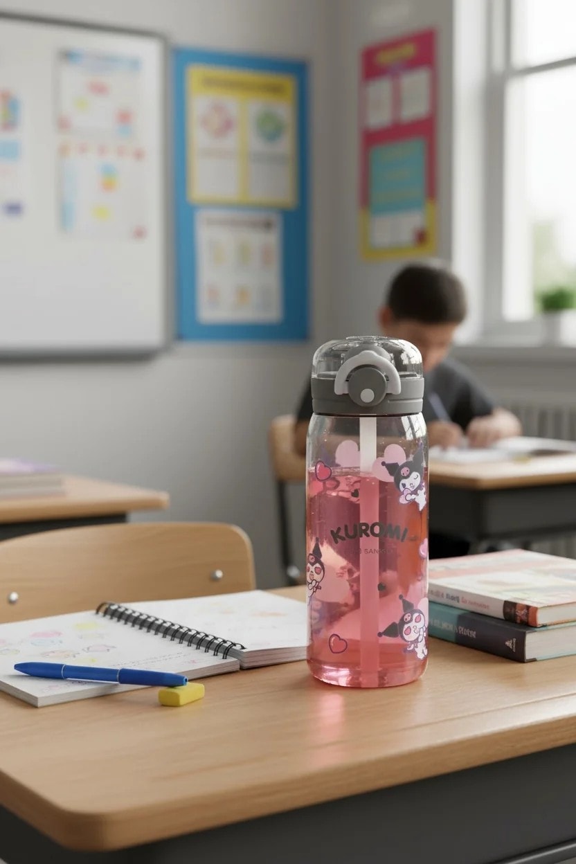 Sanrio Lisanslı Askılı Plastik Şişe (450mL)(Kuromi)