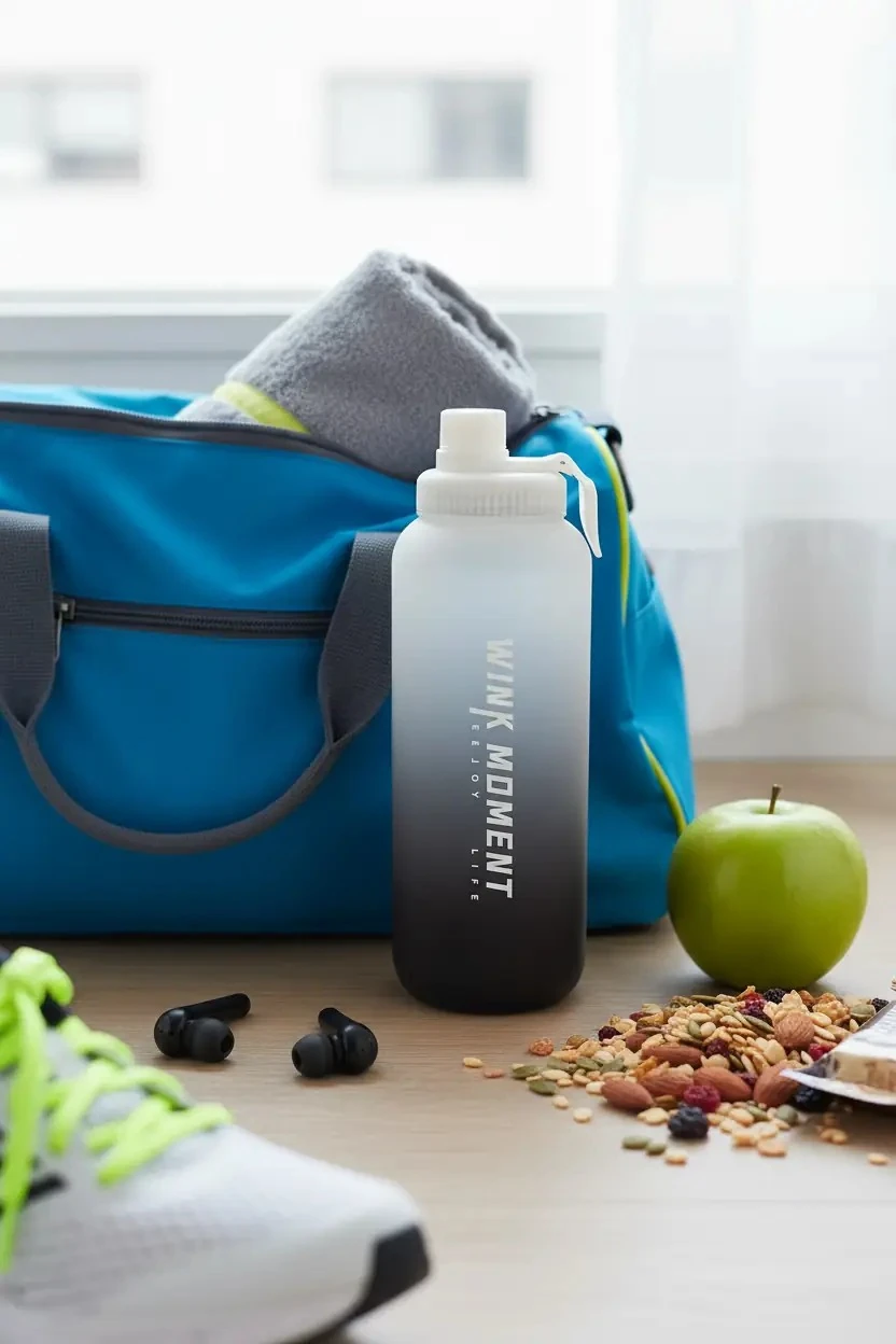 Miniso Lisanslı Siyah Beyaz Gradyan Termos 950 mL – Tutacaklı Tasarım