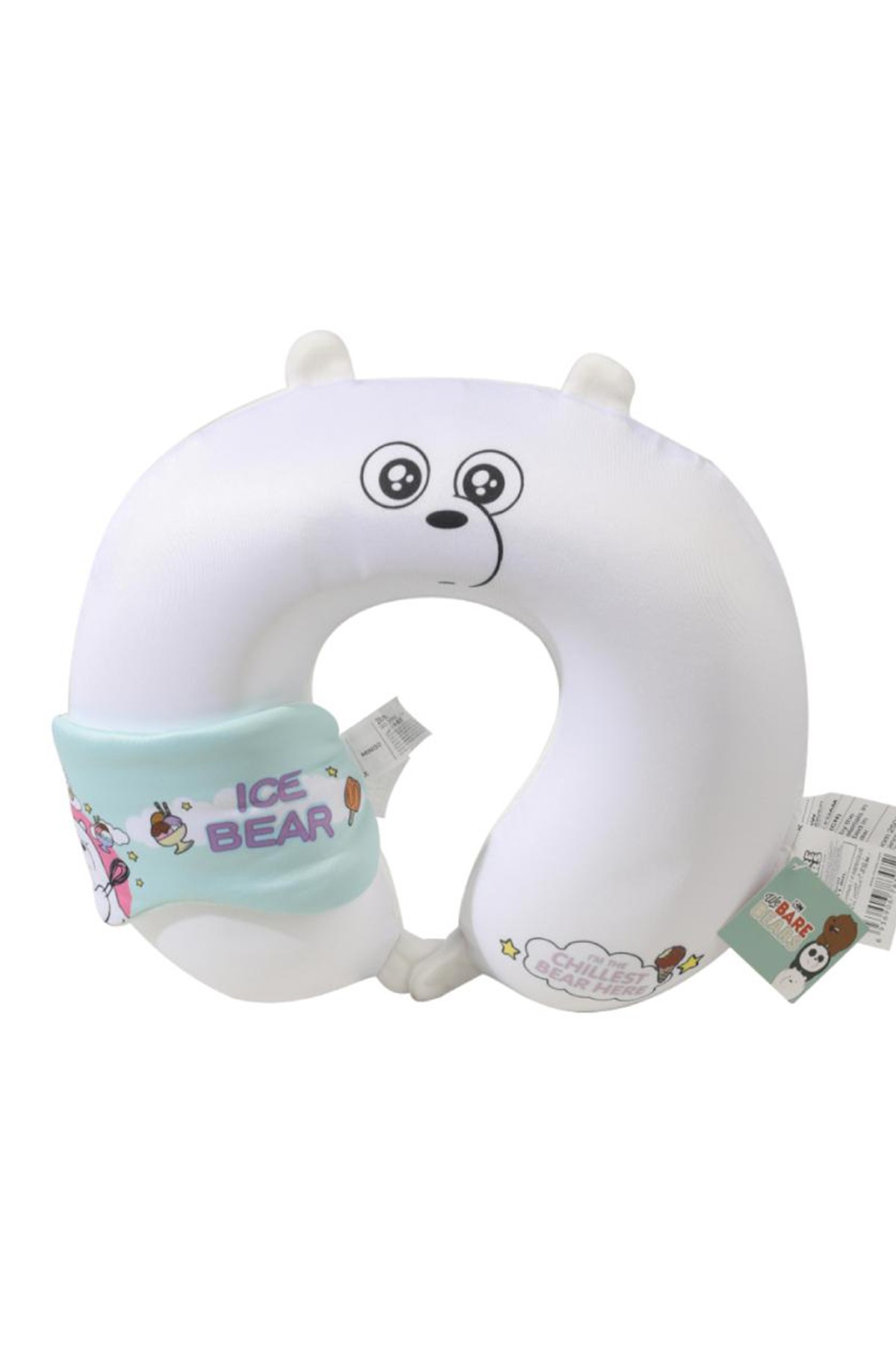 We Bare Bears Lisanslı Uyku Gözlüklü Boyun Yastığı - Kutup Ayısı