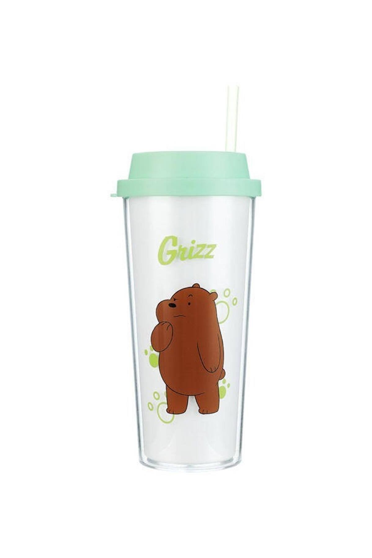 We Bare Bears Çift Katlı Pipetli Şişe 550Ml - Boz Ayı