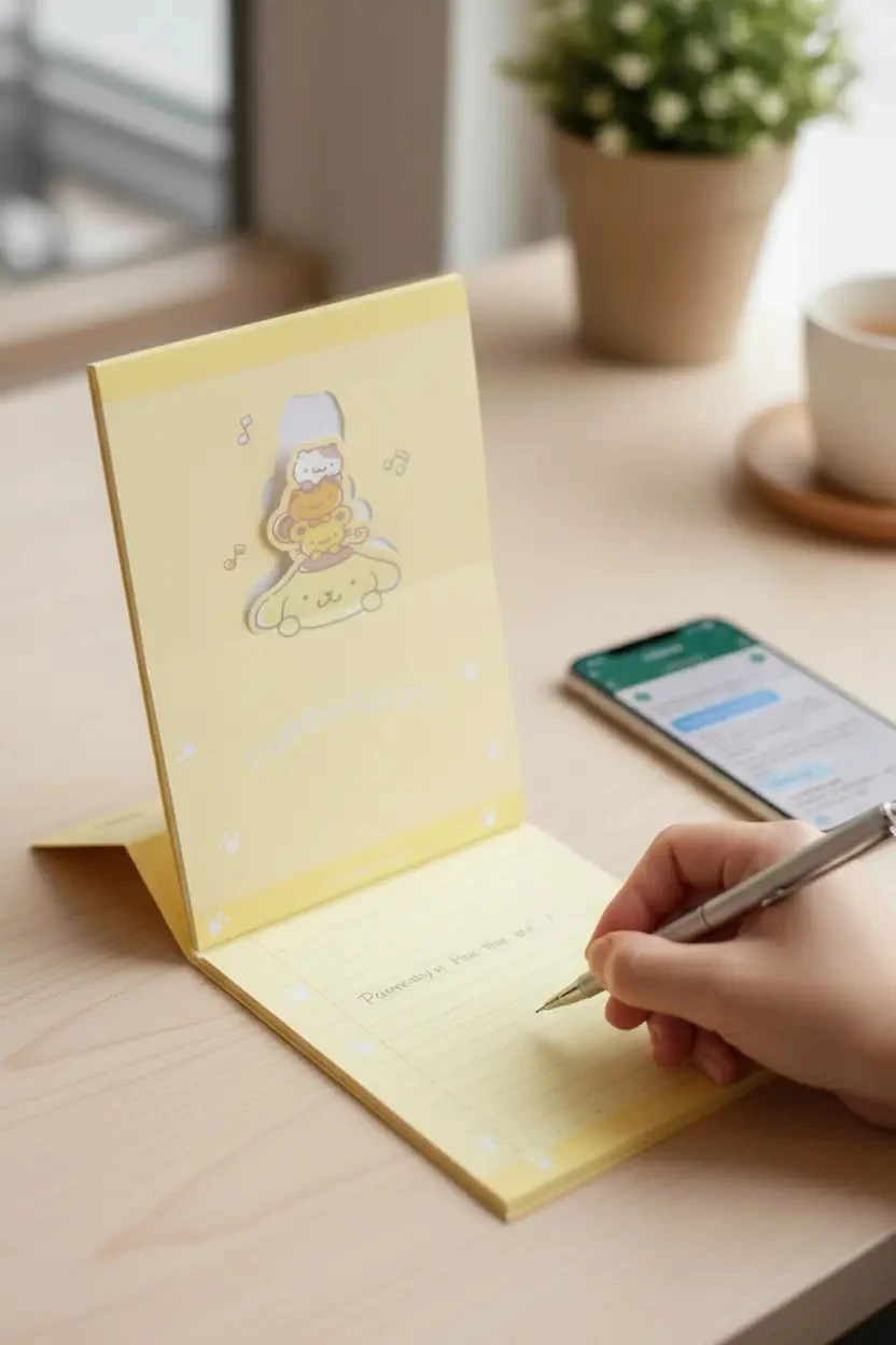 Sanrio Lisanslı Pompompurin Standlı Not Defteri – Masa Üstü Tasarım