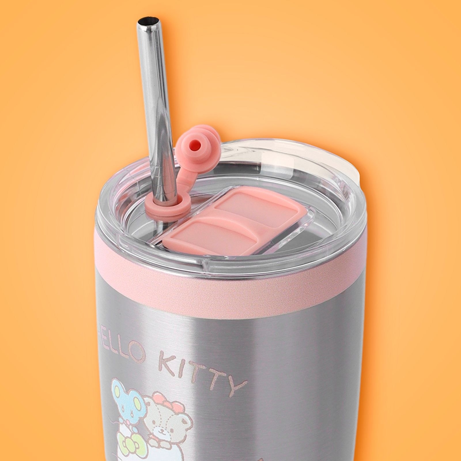 Sanrio Lisanslı Metal Pipetli Kapaklı Termos (530ml) - Hello Kitty
