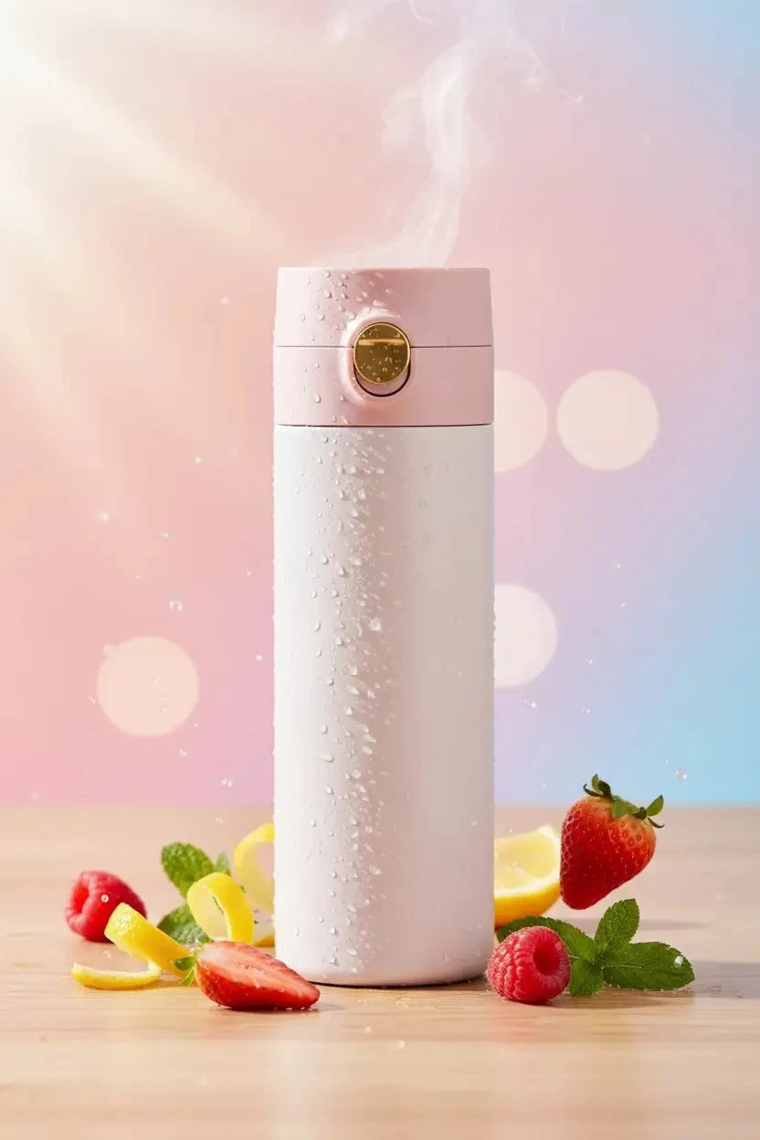 Miniso Lisanslı Flip Top Kapaklı Yalıtımlı Şişe 304 Çelik Kompakt Termos 200 mL Pembe