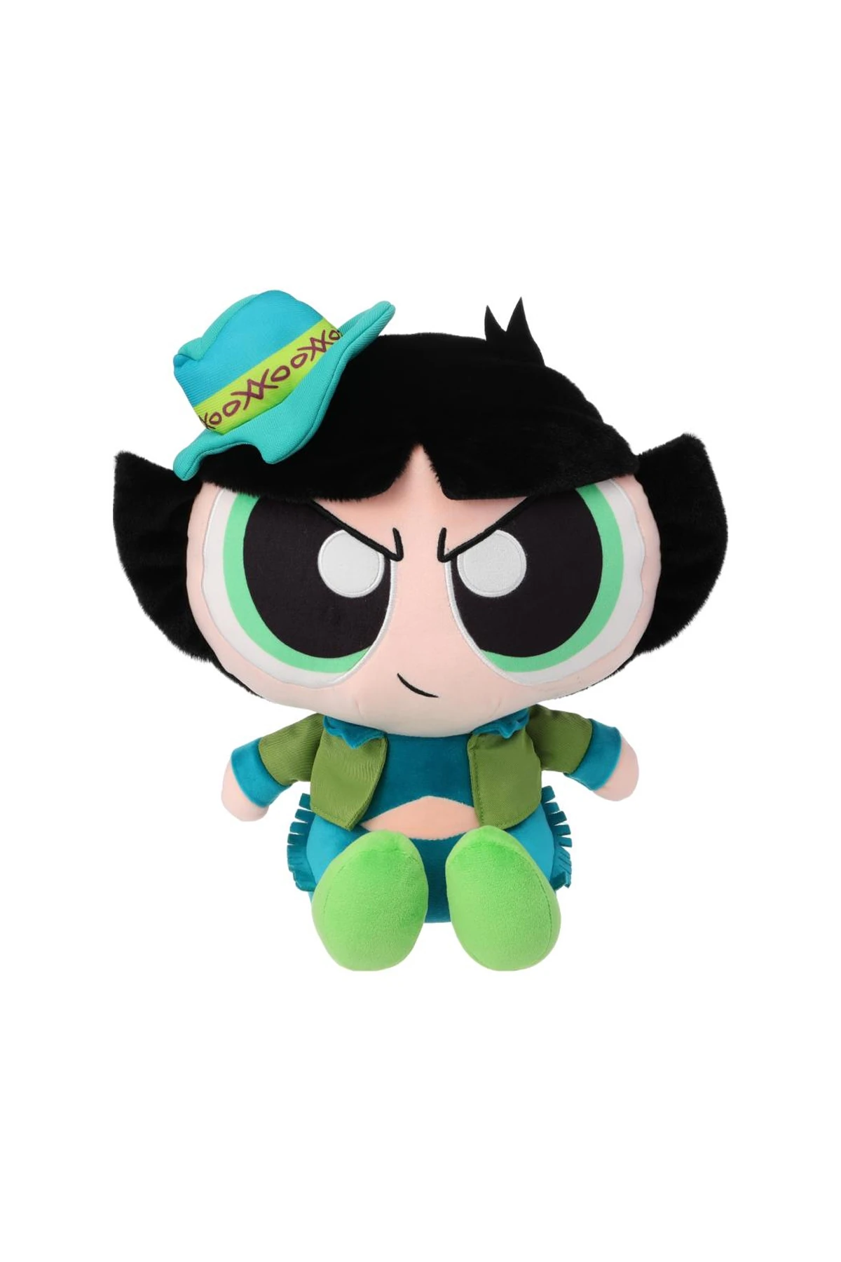 Powerpuff Girls Lisanslı Kovboy Temalı Oturan Peluş Oyuncak 30 cm - Buttercup