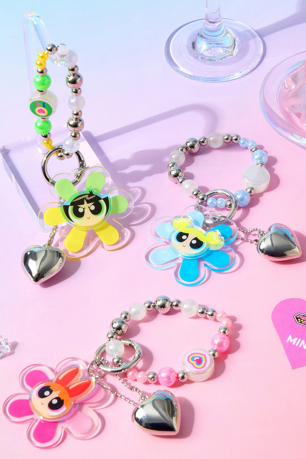 Powerpuff Girls Lisanslı Boncuklu Çiçek Figürlü Anahtarlık