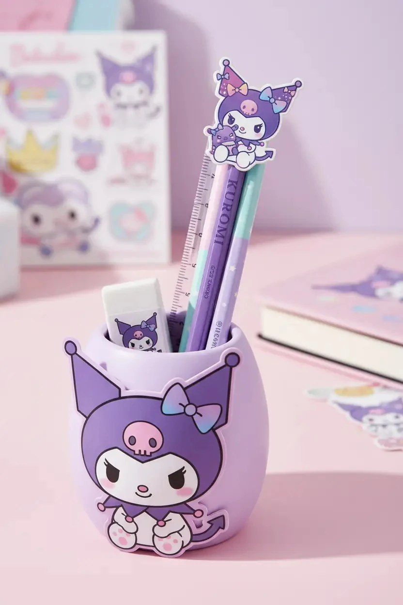Sanrio Lisanslı Kuromi Kalem Ve Silgi Seti – Okul & Ofis İçin Şık Kırtasiye