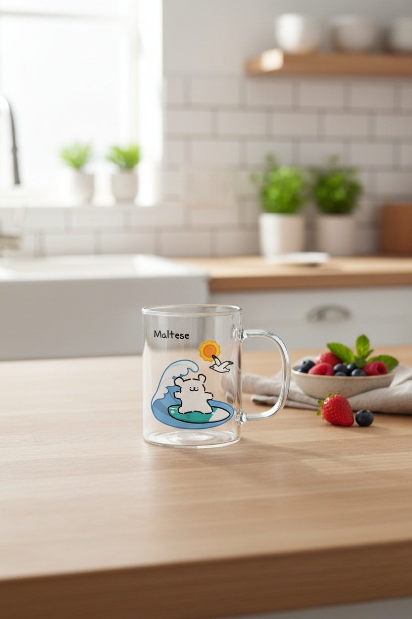 Maltese Lisanslı Borosilikat Cam Bardak (420ml) - Mavi