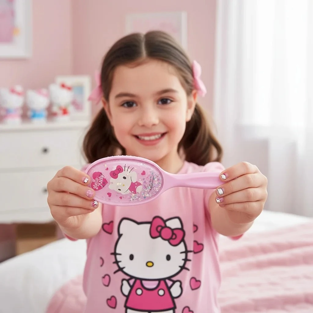 Sanrio Lisanslı Pembe Serisi Simli Dolgulu Masaj Fırçası - Hello Kitty