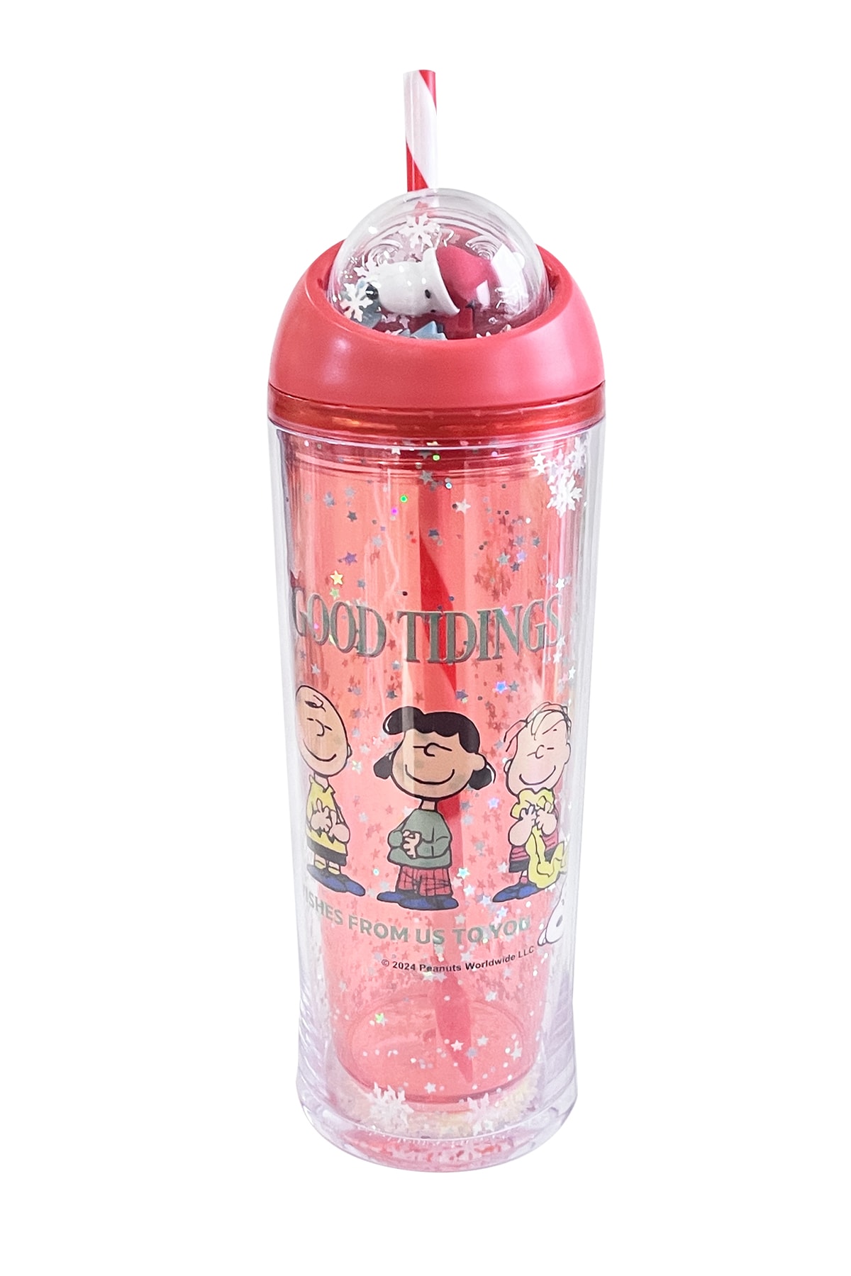 Snoopy Lisanslı Yılbaşı Koleksiyonu Pipetli Ve Dönen Toplu Şişe (Outlet)