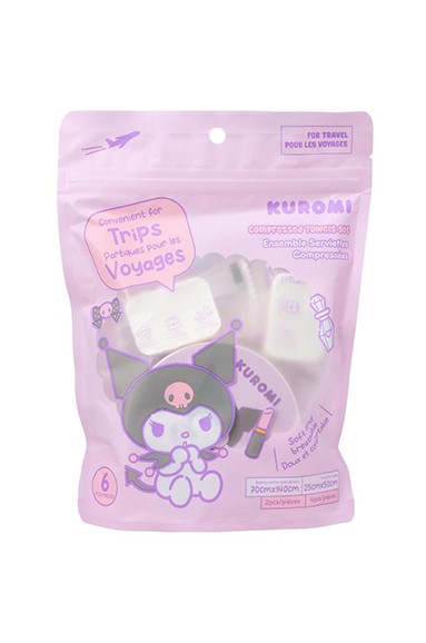 Sanrio Lisanslı Kuromi Sıkıştırılmış Havlu Seti