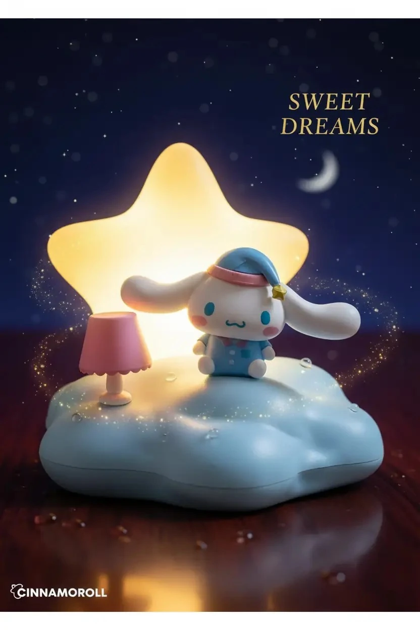 Sanrio Lisanslı Cinnamoroll Düş Serisi Led Gece Lambası – Yumuşak Işıklı & Dekoratif