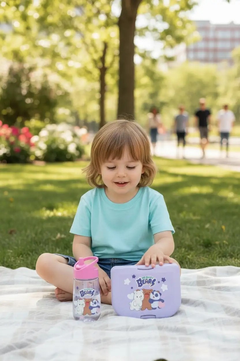 We Baby Bears Lisanslı Plastik Yemek Kabı ve Suluk Seti