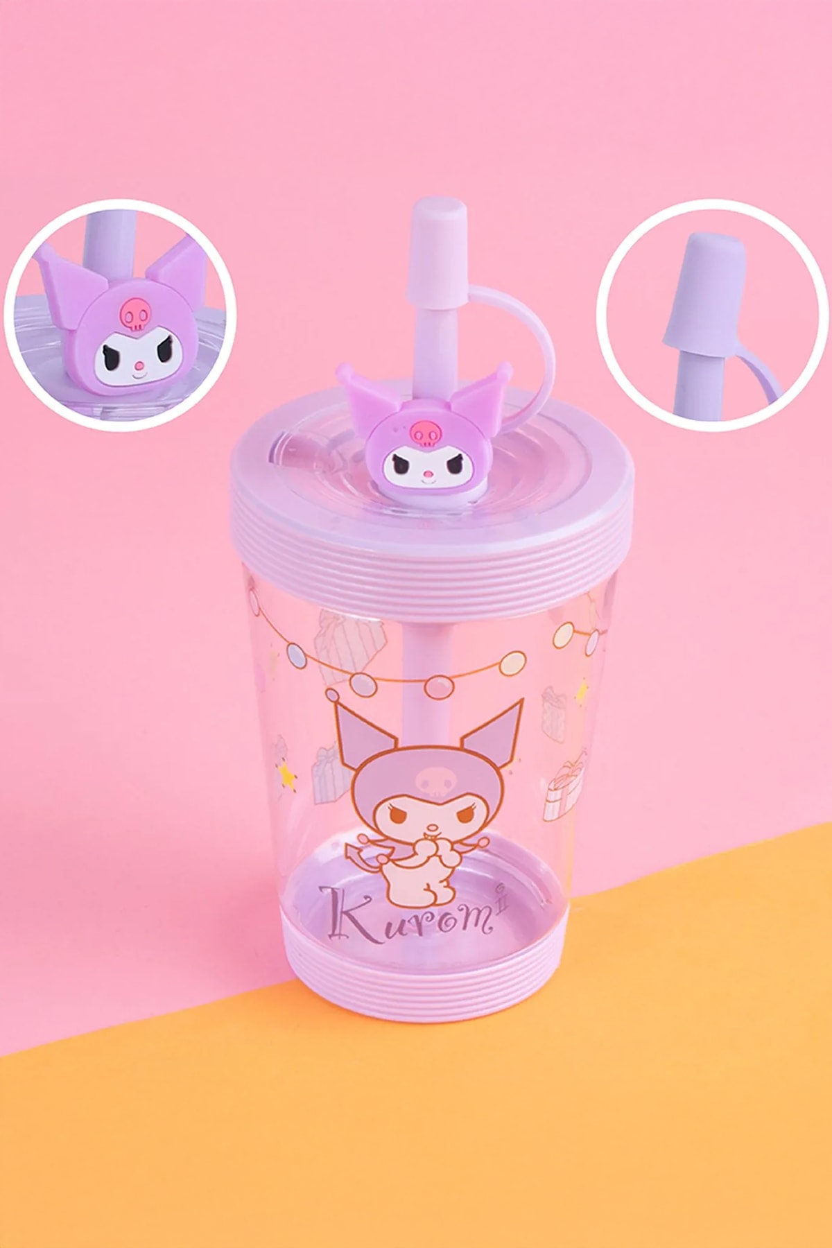 Sanrio Lisanslı Pipetli Plastik Şişe (535Ml) - Kuromi (Outlet)