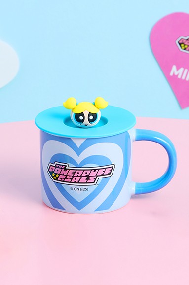 Powerpuff Girls Koleksiyonu Kapaklı Seramik Bardak 340mL - Bubbles