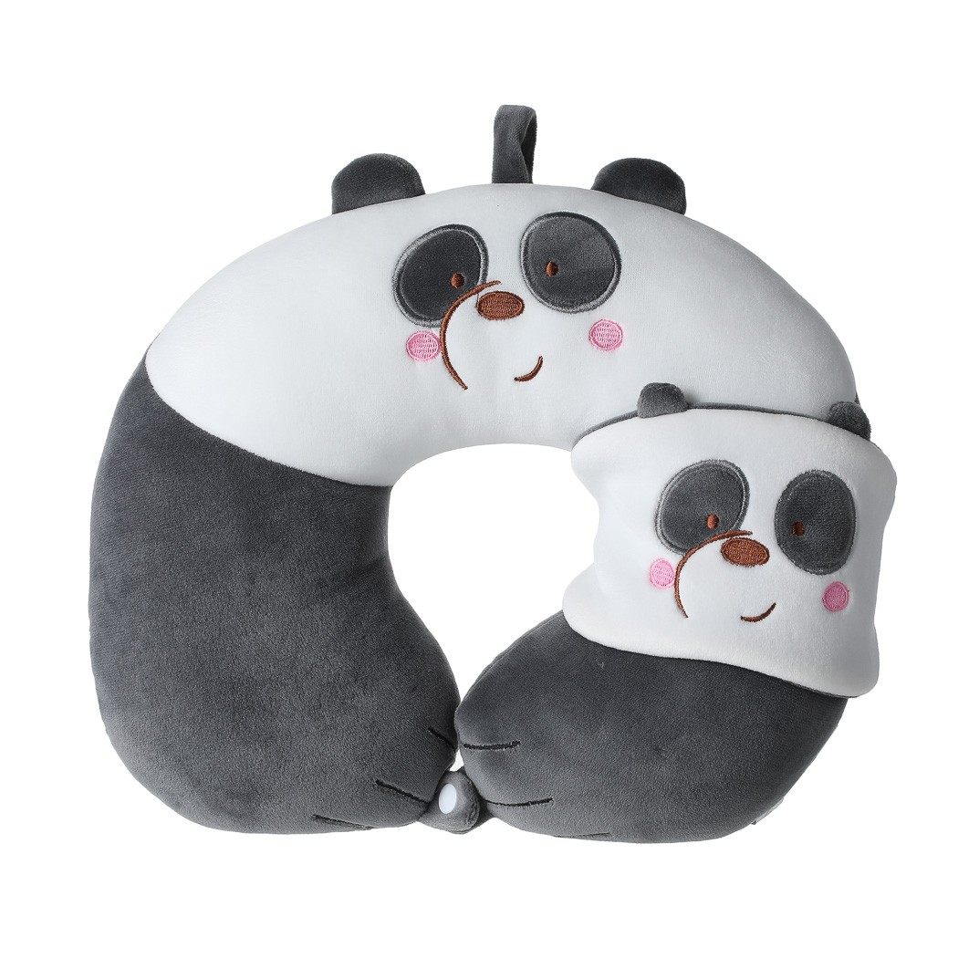 We Bare Bears Lisanslı Uyku Maskeli Sevimli Boyun Yastığı -Panda