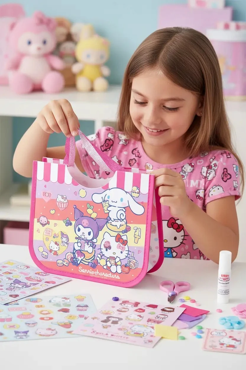Sanrio Lisanslı Tatlı Serisi DIY Kendin Yap Çapraz Çanta Seti – Kişiselleştirilebilir Tasarım ve Dayanıklı PVC Naylon Malzeme Aktivite Seti 55 Cm