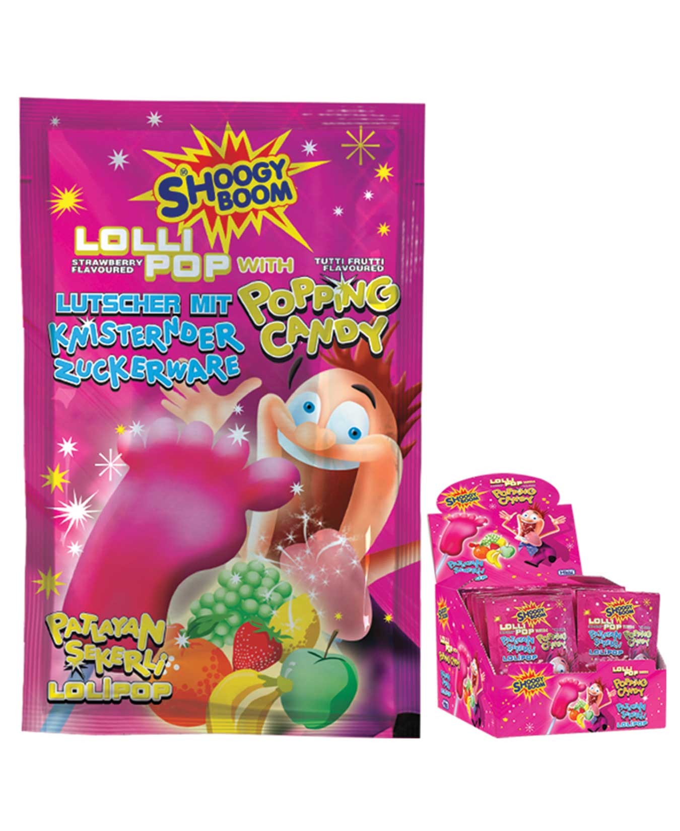 Shoogy Boom Çilek Aromalı Patlayan Şeker Lollipop