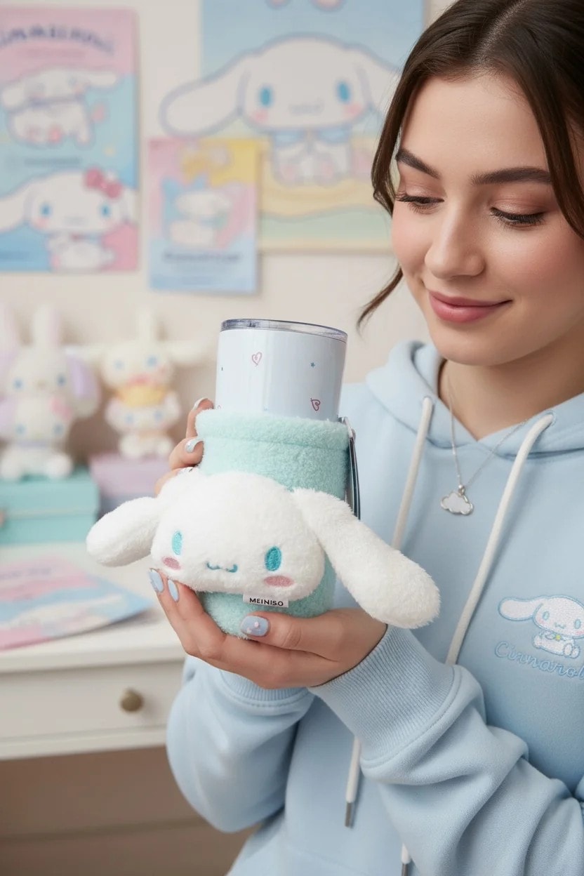 Sanrio Lisanslı  Cinnamoroll Paslanmaz Çelik Bardak (Dekoratif Kılıflı) 550 mL