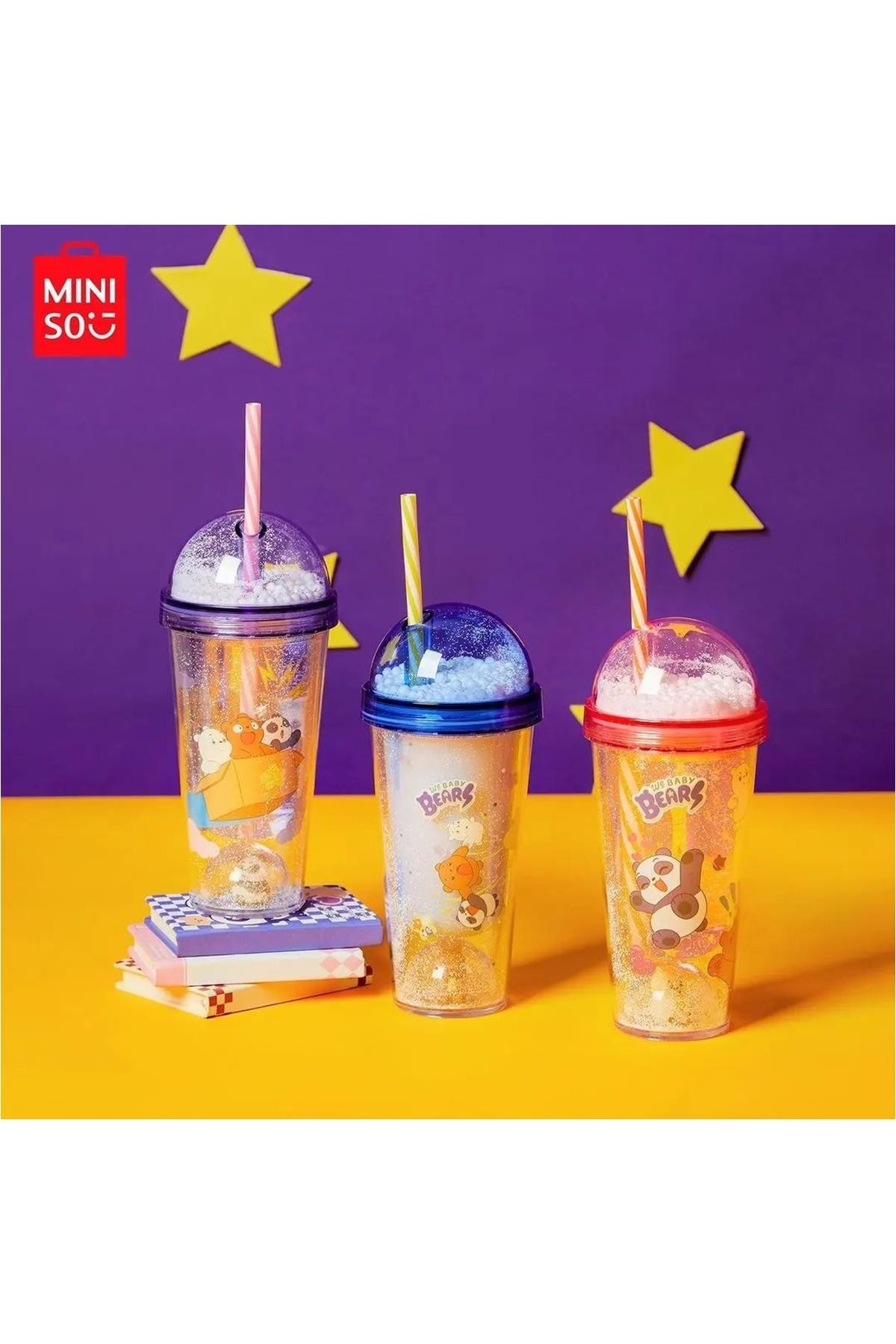 We Baby Bears Lisanslı Figür Detaylı Pipetli Plastik Şişe (350Ml) - Mor