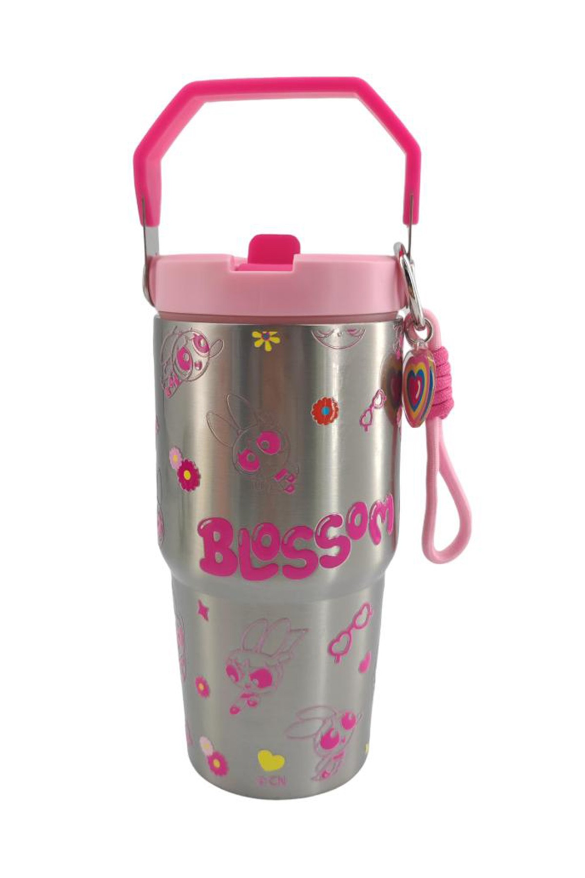 Powerpuff Girls Lisanslı Tutacaklı Paslanmaz Çelik Termos 860 ml - Blossom