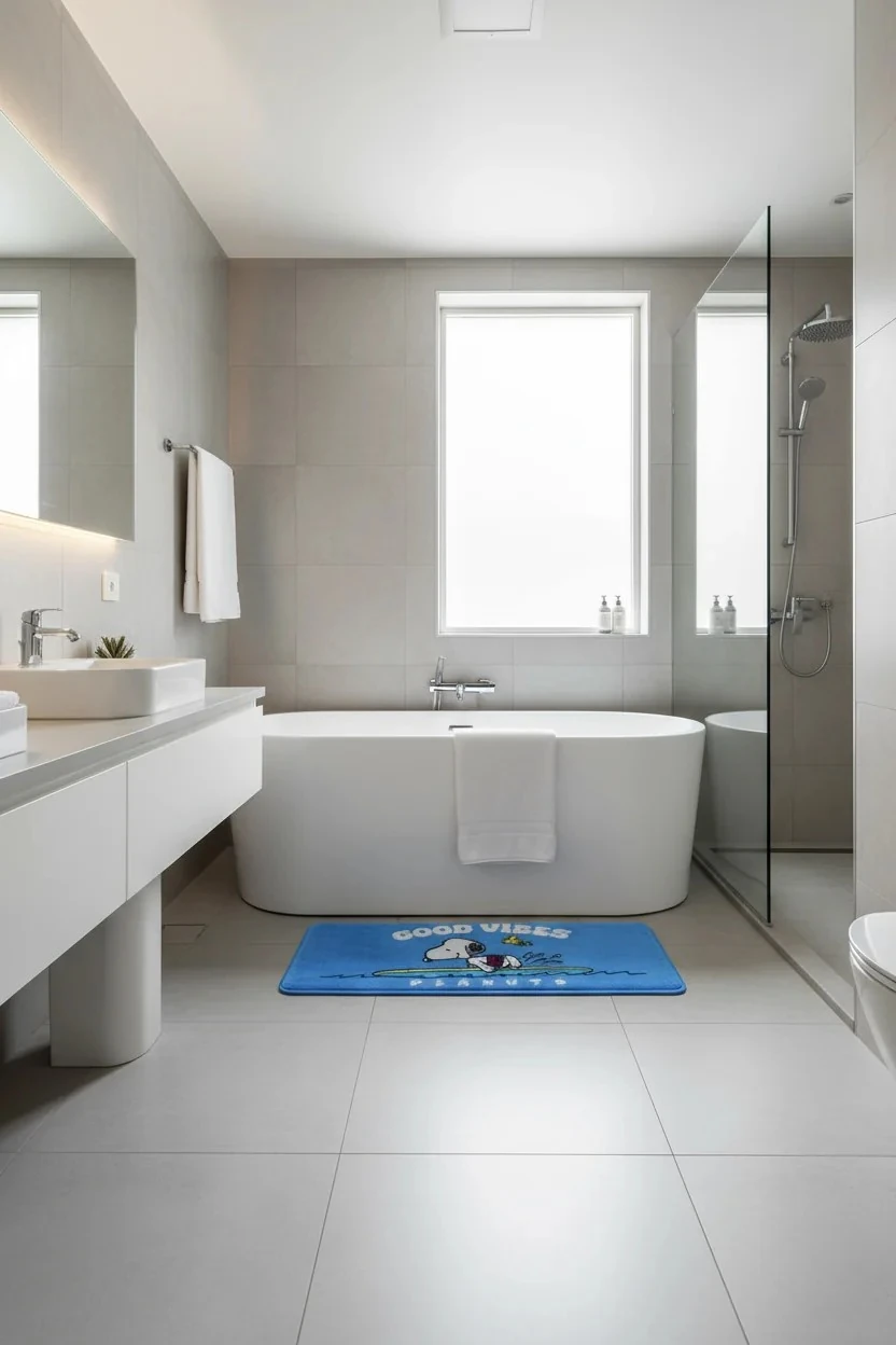 Snoopy Lisanslı Seyahat Serisi Uzun Sünger Küçük Halı 100x40 Cm