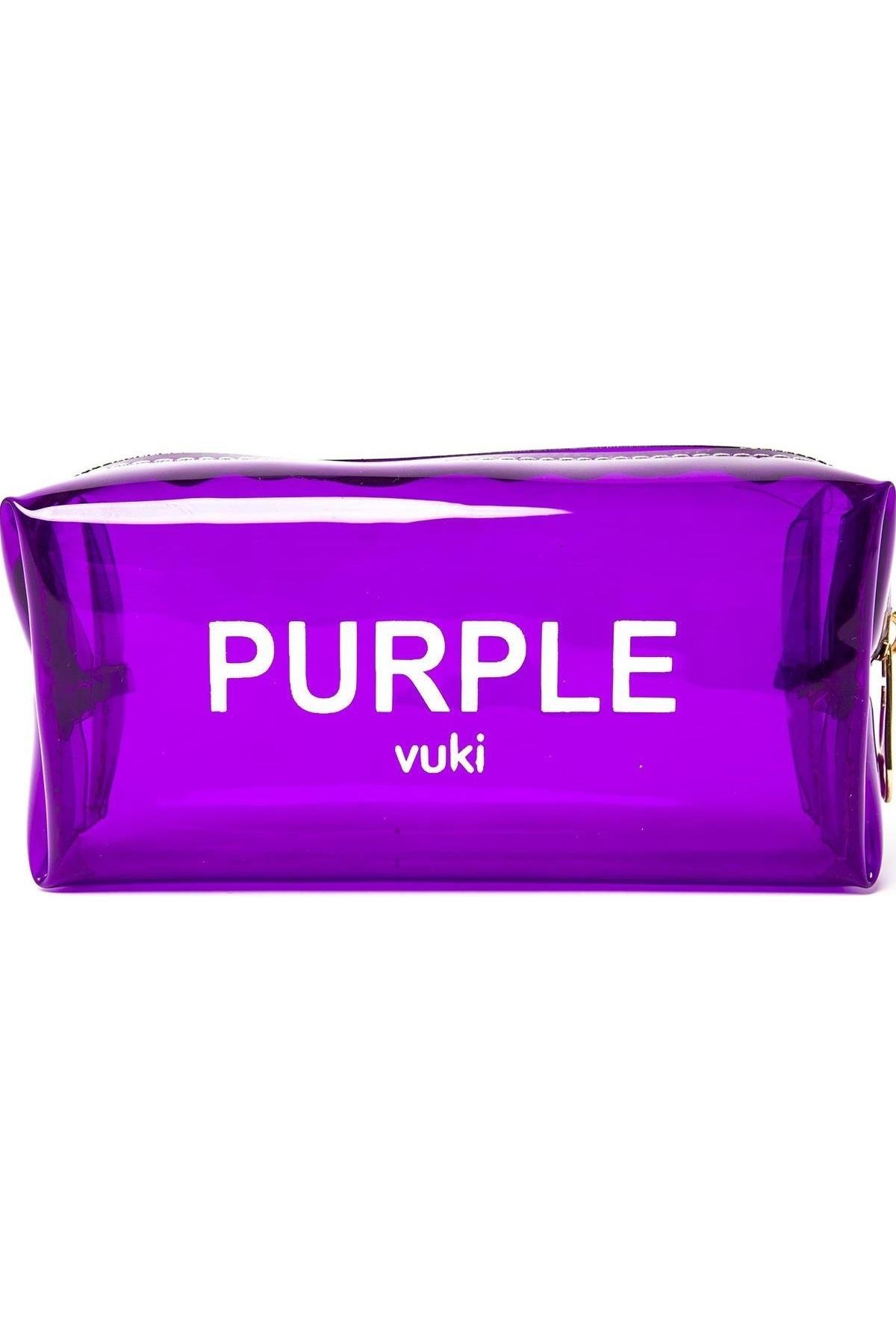 Vuki Renkli Şeffaf Kalemlik Mor