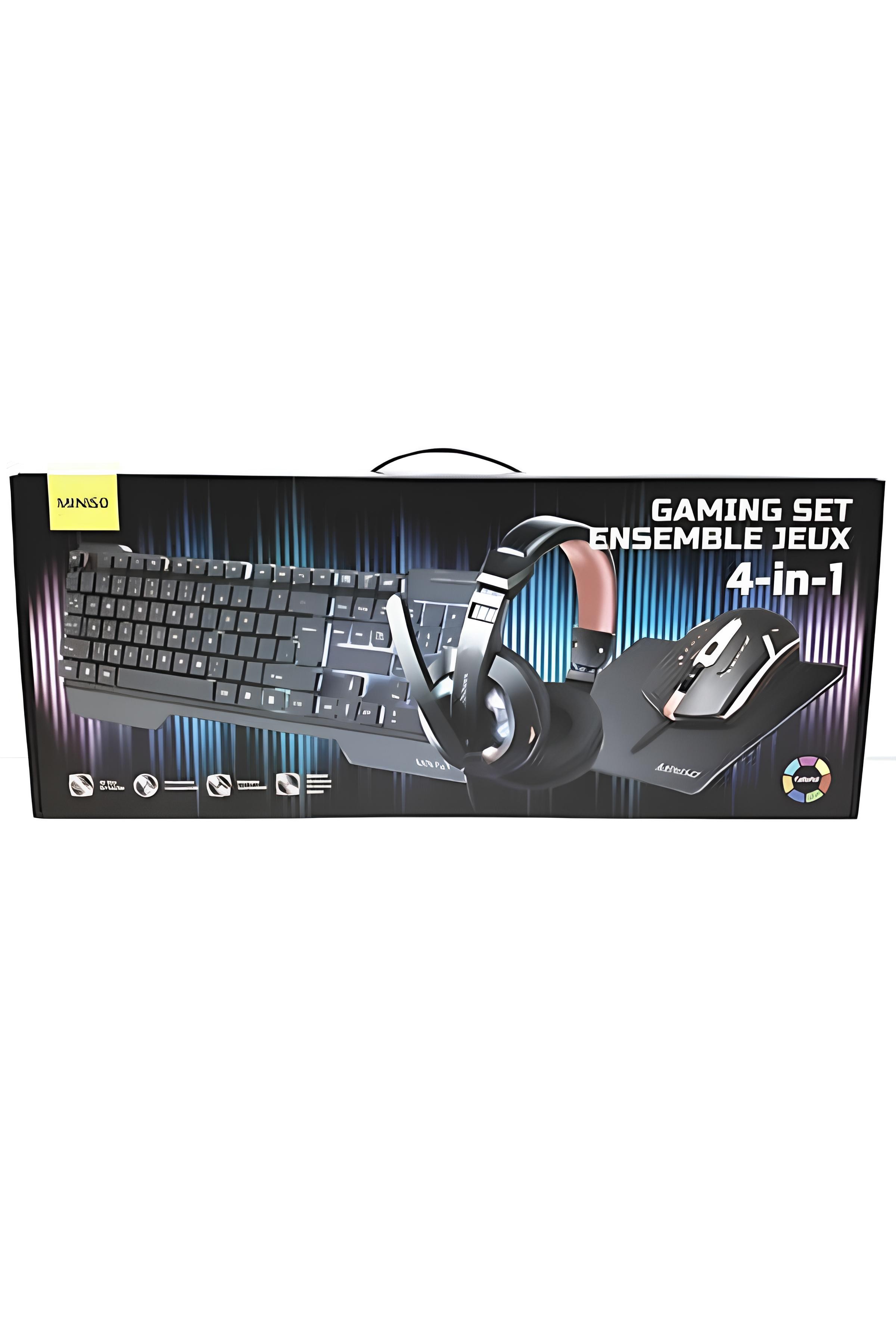 Işıklı 4 Parça Gamer Seti (Model:KM6) - Siyah