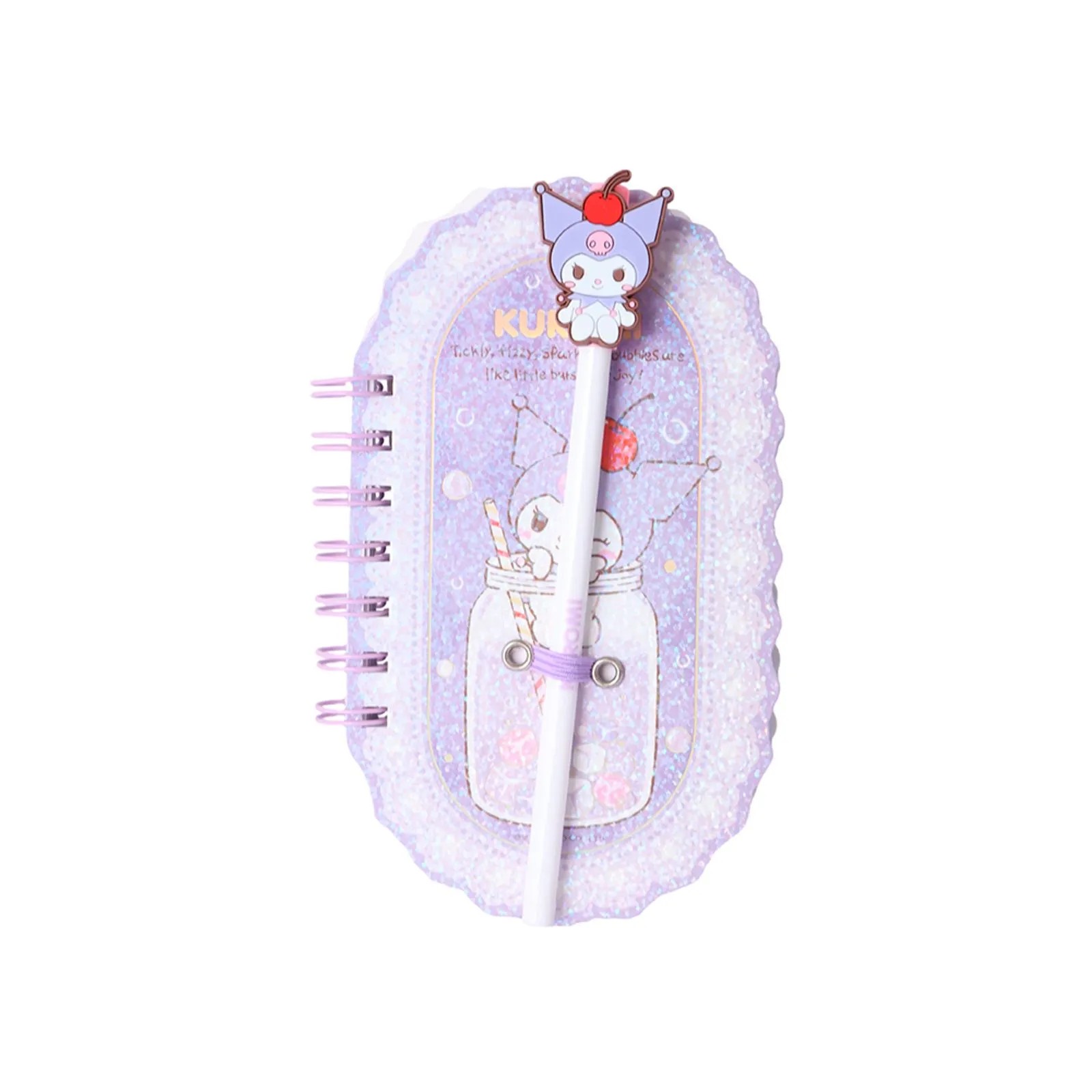 Sanrio Lisanslı Renkli Yaz Serisi Pipetli Kalem Figürlü Telli Defter - Kuromi