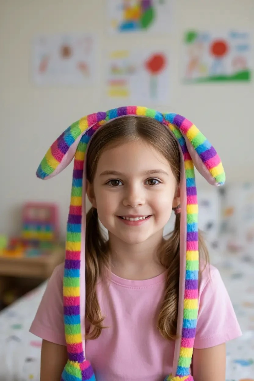 Kulakları Hareketli Peluş Çocuk Taç