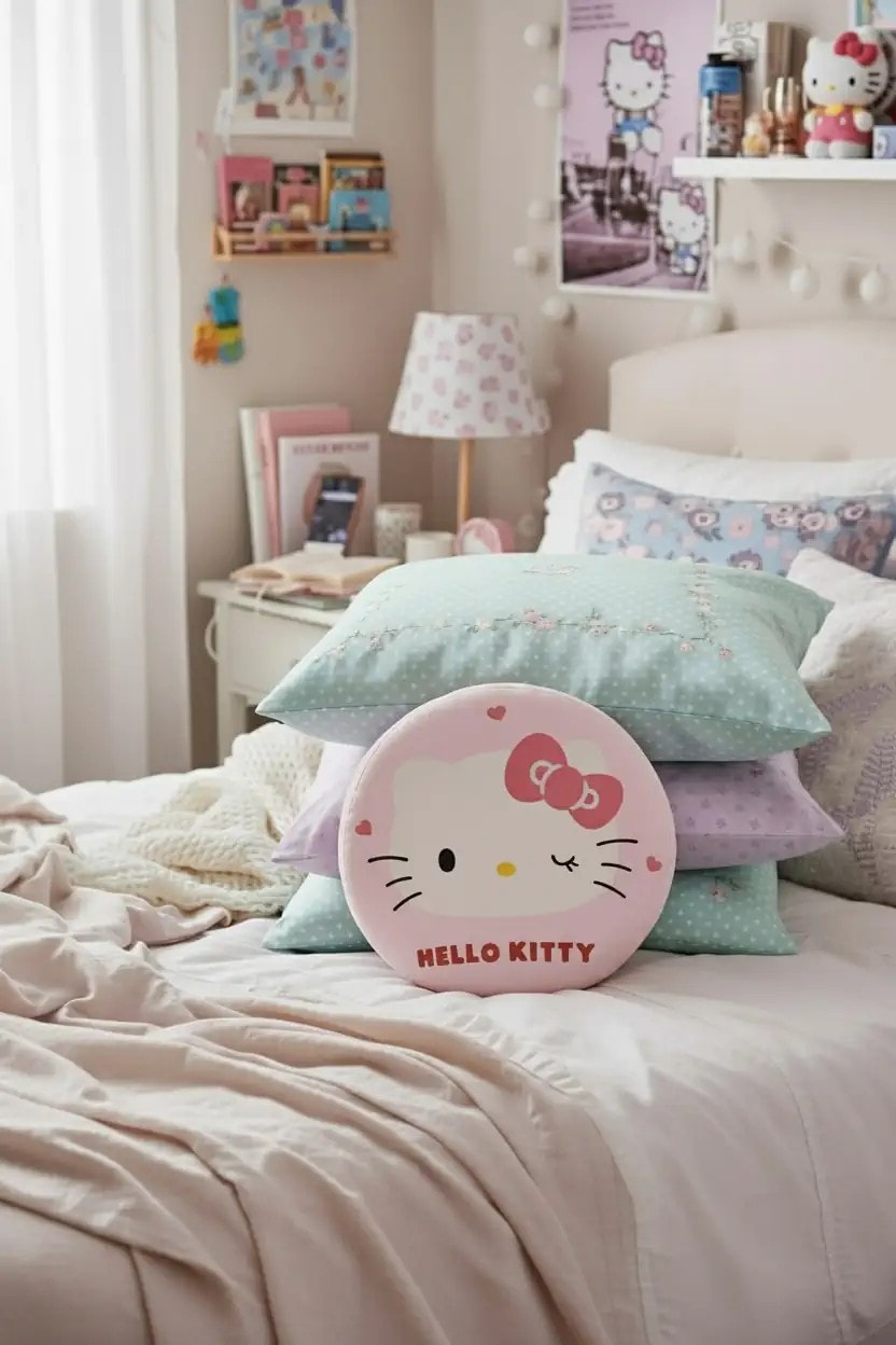 Sanrio Lisanslı Hafızalı Şekerleme Yastığı (Hello Kitty) 40Cm
