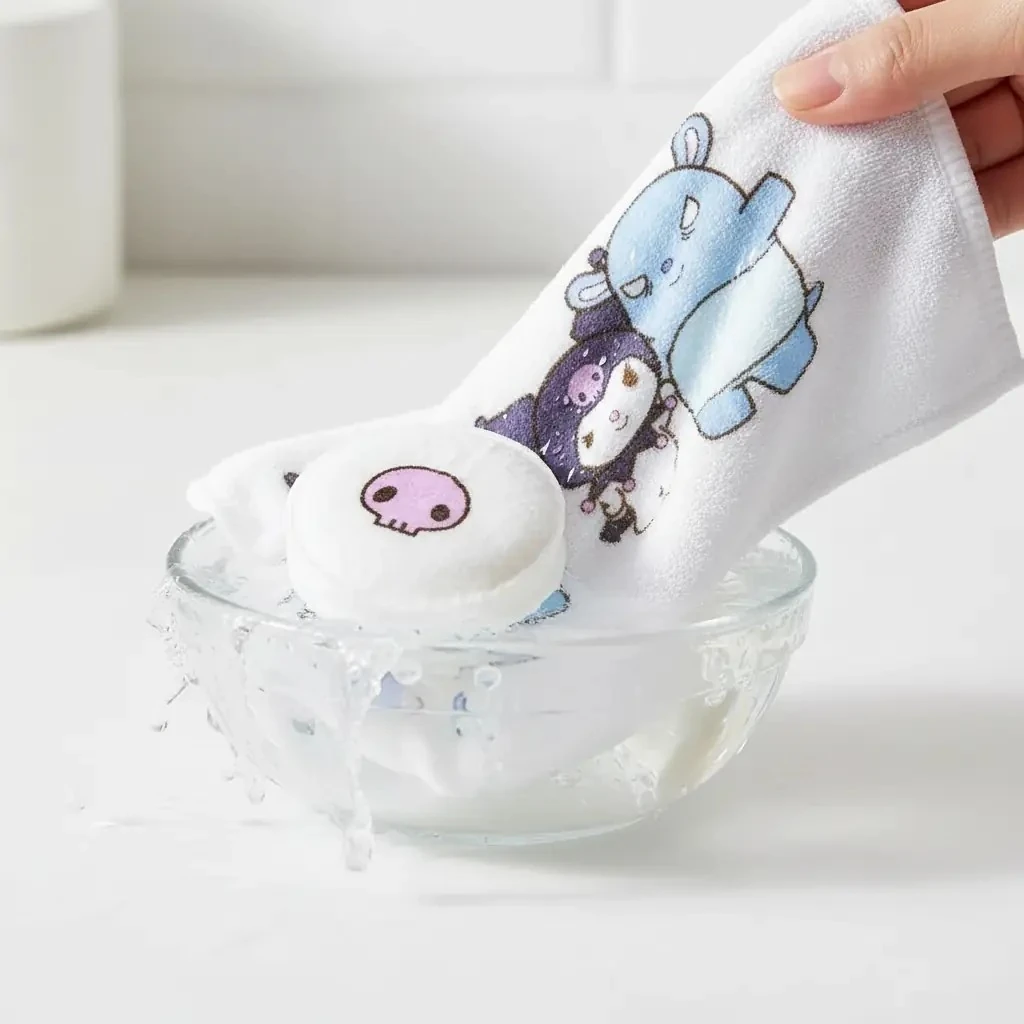 Sanrio Lisanslı Kuromi Sıkıştırılmış Havlu – Hijyenik ve Pratik Taşınabilir Havlu (25 Adet) 16 Cm