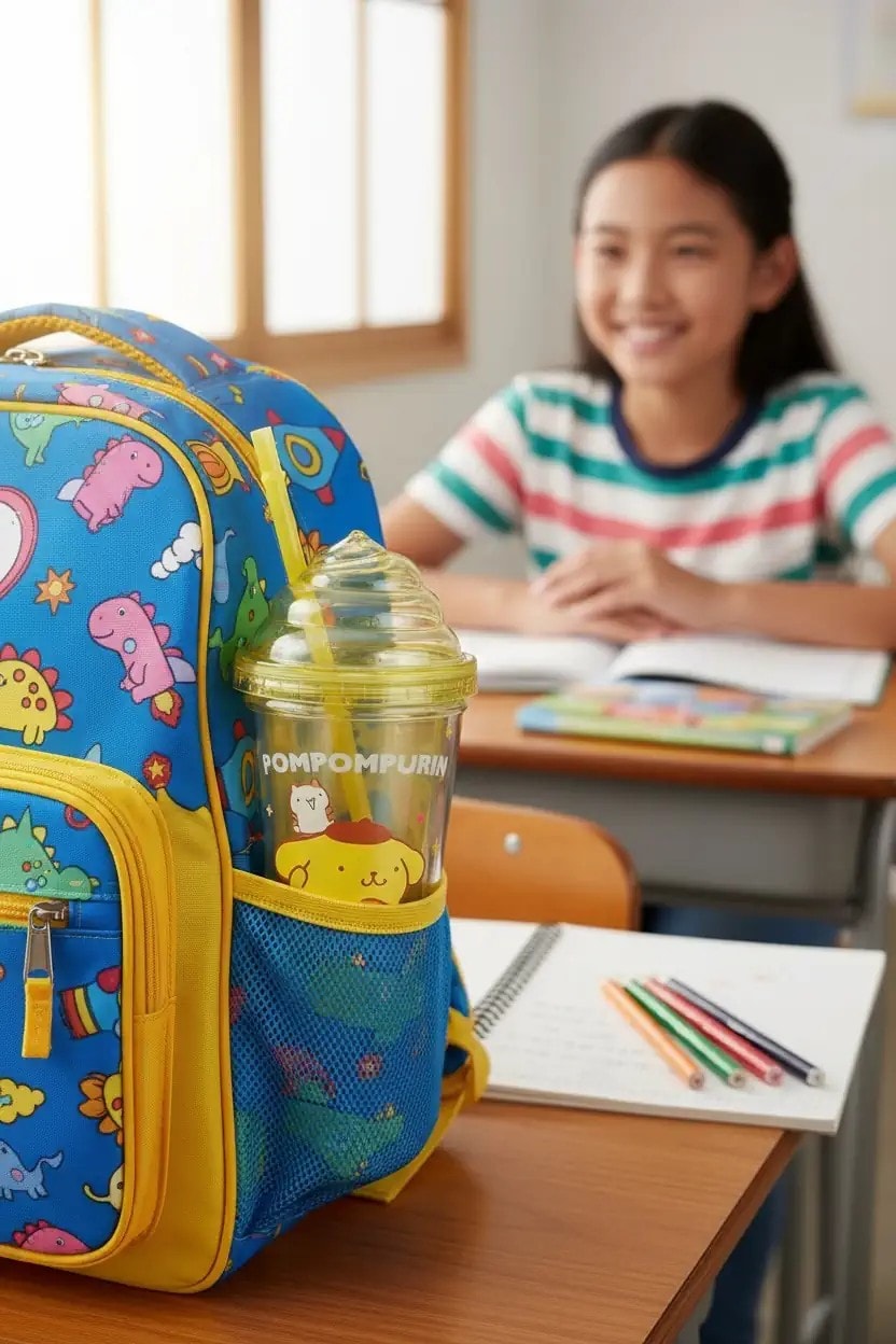 Sanrio Lisanslı Pipetli Plastik Şişe (320Ml) - Pompompurin