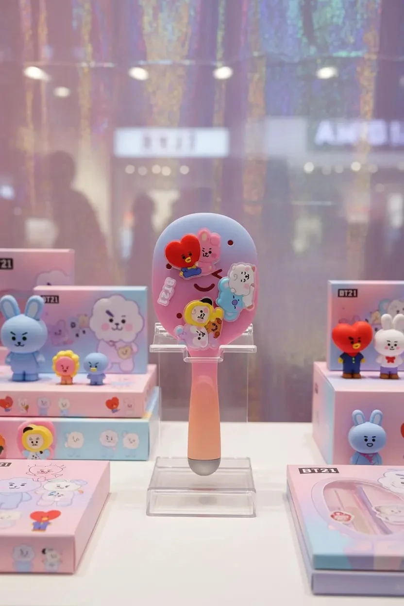 BT21 Lisanslı Charmlı Saç Fırçası