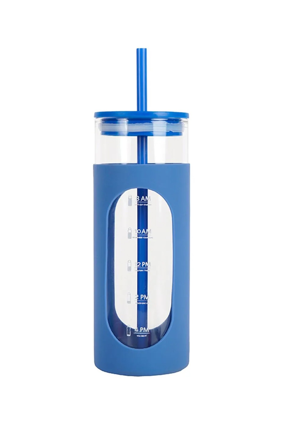 Silikon Kılıflı Pipetli Borosilikat Cam Şişe (475ML) - Mavi