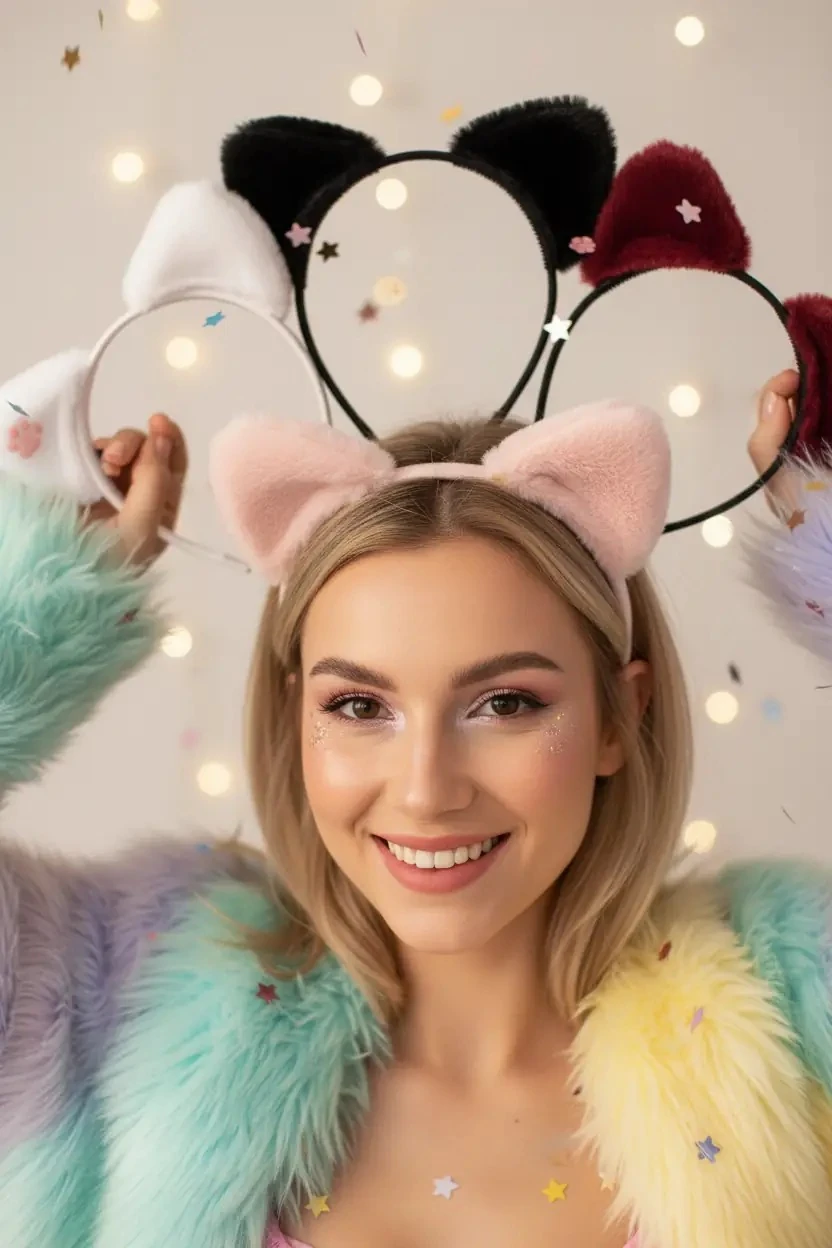 Peluş Kulaklı Taç – Yumuşak Ve Eğlenceli Saç Aksesuarı