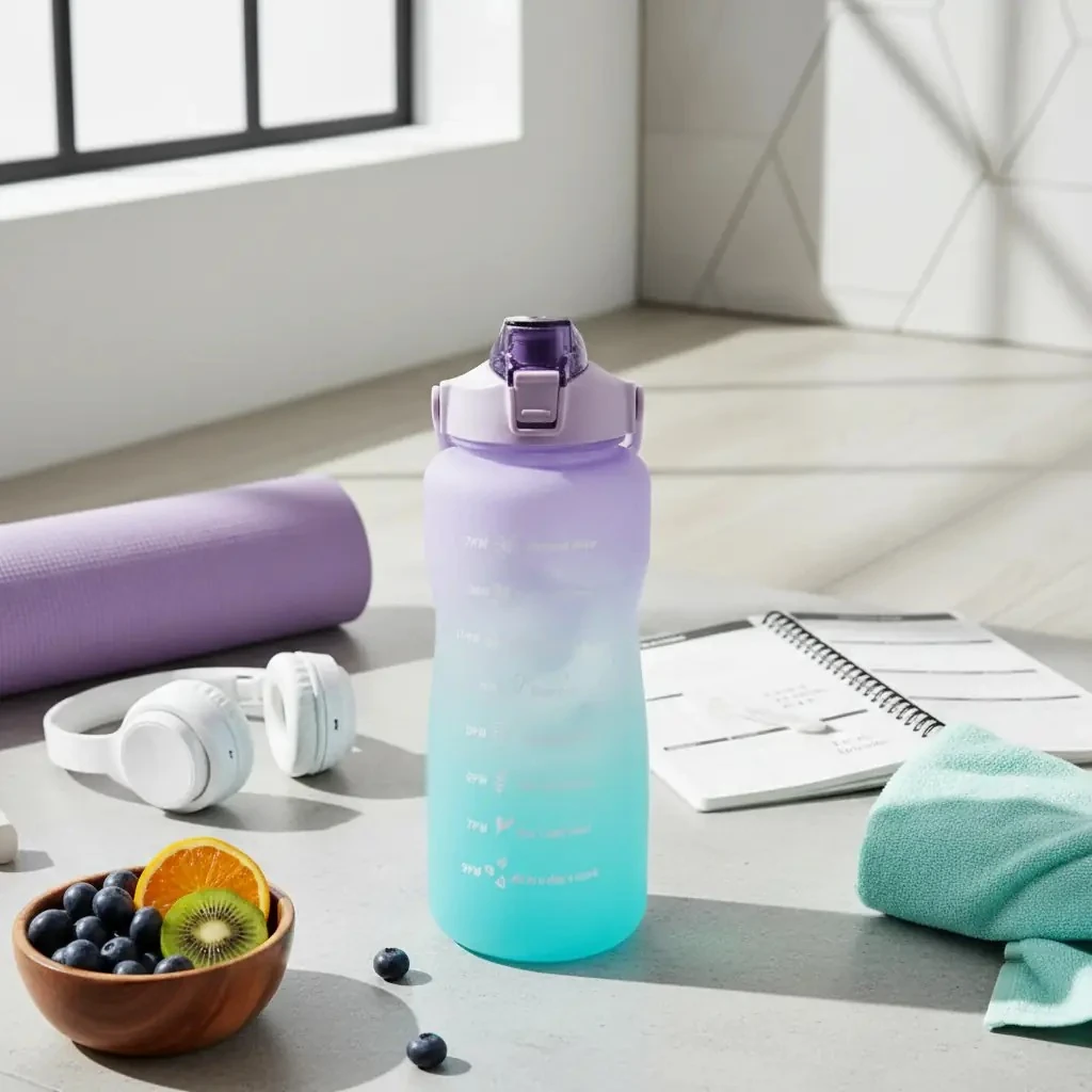 Rainbow Motivasyonel Su Matarası 2 Litre – Zaman İşaretli